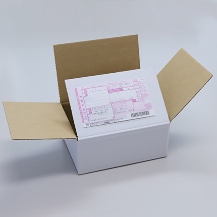 伝票が貼りやすい、上蓋がオーバーフラップのA式箱