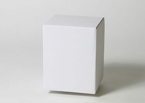 ミニタイプA式段ボール箱(茶・白)。A式で抜型は珍しい